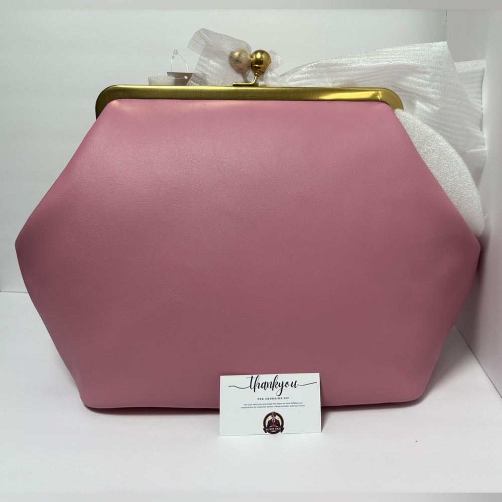 Coach Large Oversized Kisslock Frame Bag/Coin Purse  - Pink/Rose IN HAND